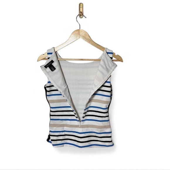 White House Black Market Sleeveless Striped Fitted Top Women’s Size 2 - Picture 3 of 4